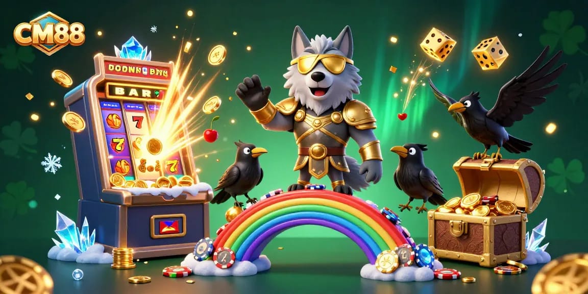 Experience exciting gameplay with CM88 featuring vibrant casino-themed imagery and characters.