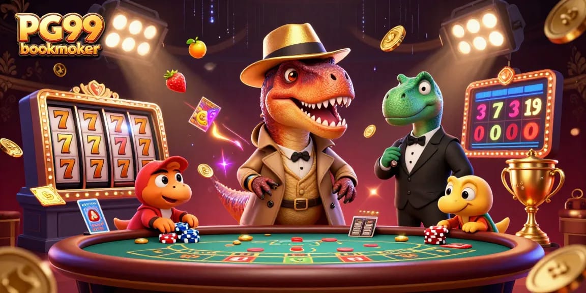 Win big with PG99 bookmaker at this exciting 3D casino showdown featuring cartoon dinosaurs!