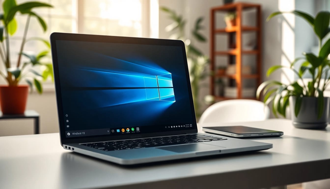 Nowe funkcje Windows 11 na nowoczesnym laptopie w profesjonalnym biurze.