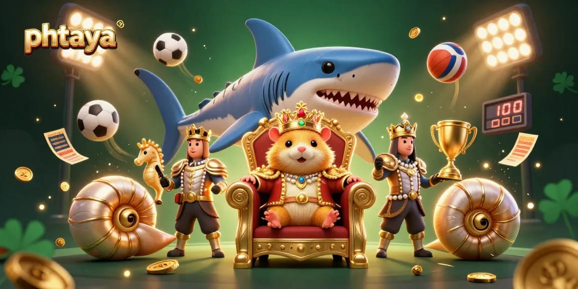 PHTAYA engages players with a vibrant scene of the golden hamster king ruling the digital casino realm.