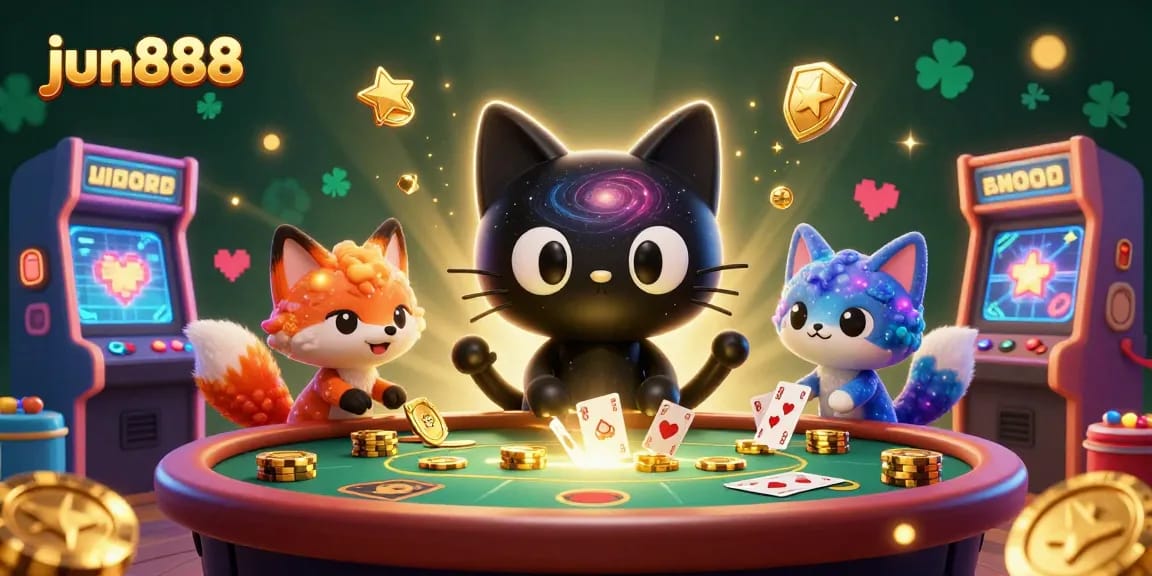 Experience thrilling gaming with jun888 in a vibrant cosmic casino scene filled with captivating elements.