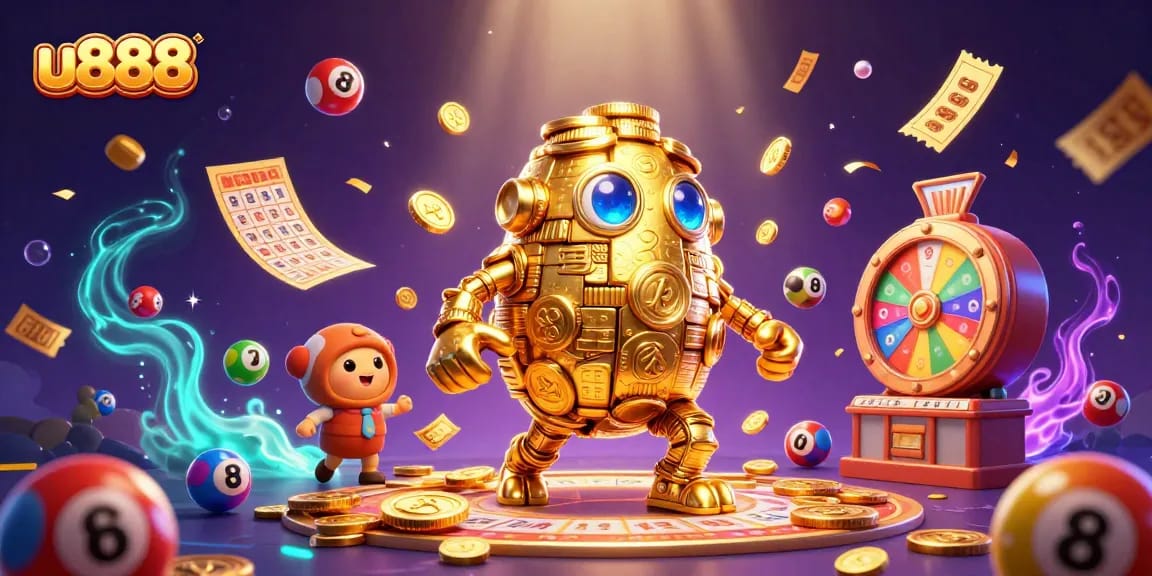 Experience thrilling gameplay with u888 as golden golem unveils exciting lottery and casino elements.