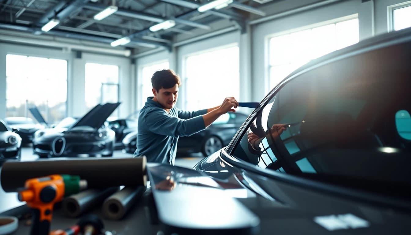 Enhance your vehicle with a window tint gift card for professional installation at an automotive garage.