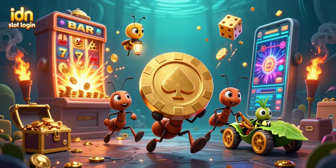 Masuki dunia idn slot login dengan karakter inovatif mengangkat chip poker emas raksasa.