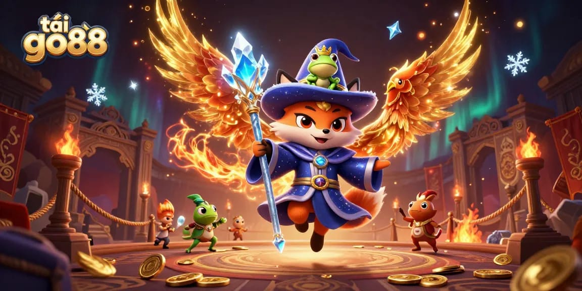Engage in thrilling gameplay and tactics with tải go88, illuminated by magical creatures and dynamic casino elements.