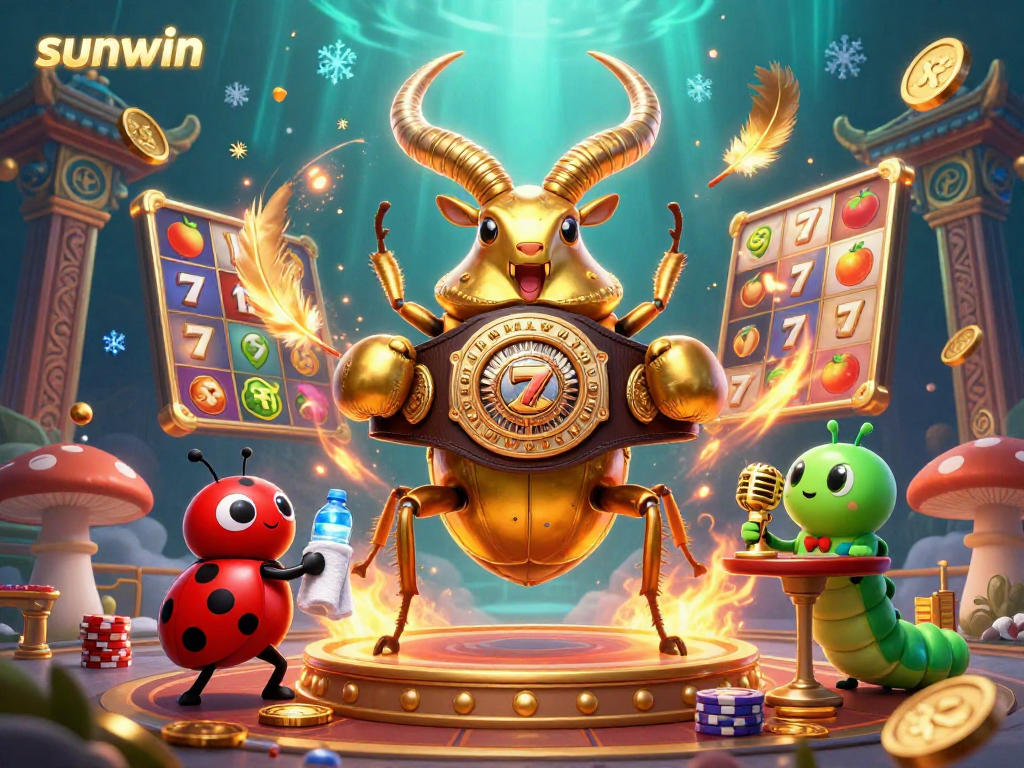 Experience the thrill of sunwin's vibrant casino atmosphere with colorful 3D characters and gaming elements.