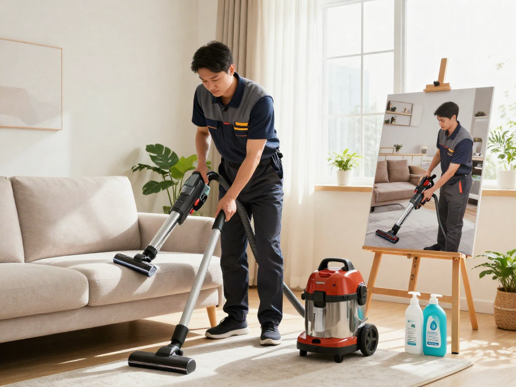 Panda Cleaner wykonuje profesjonalne pranie tapicerki w Wrocławiu, widoczne efekty czyszczenia.
