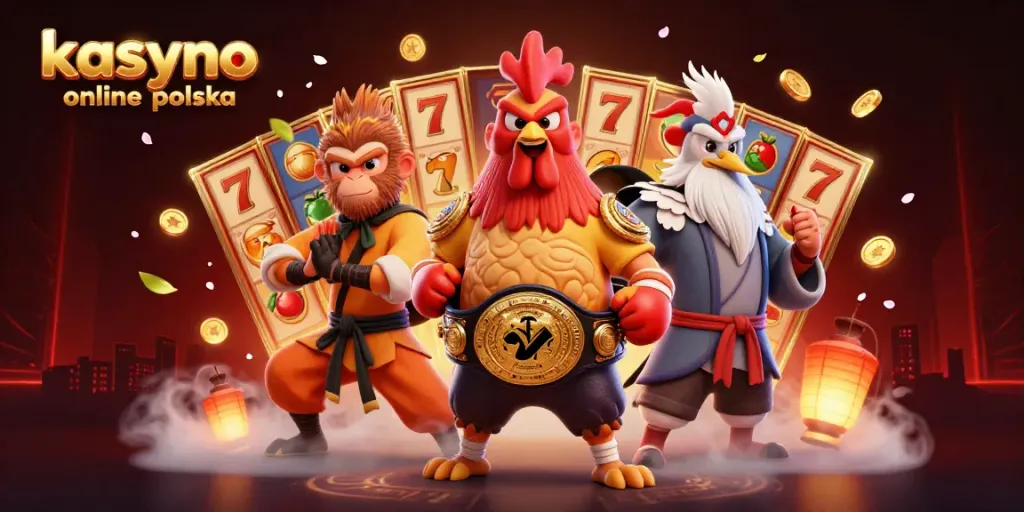 Engage in kasyno online polska action with dynamic slot reels and vibrant characters in this immersive casino scene.