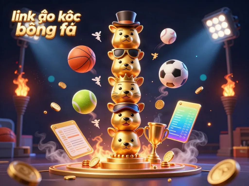 Place bets and follow link vào kết quả bóng đá with lively sports elements in a dazzling 3D scene.