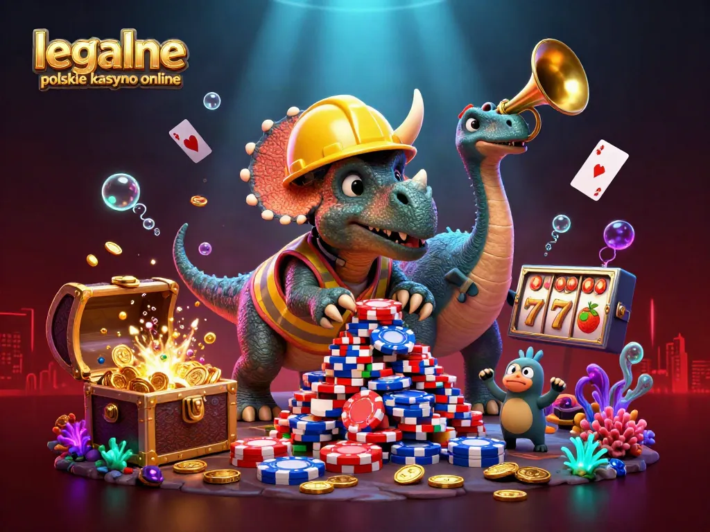 Engage in the excitement of legalne polskie kasyno online with a vibrant scene of dynamic casino characters and elements.