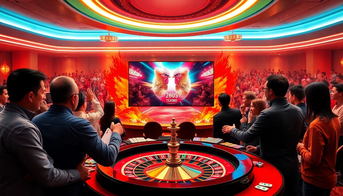 xem đá gà thomo live fighting event with vibrant casino atmosphere and engaged spectators