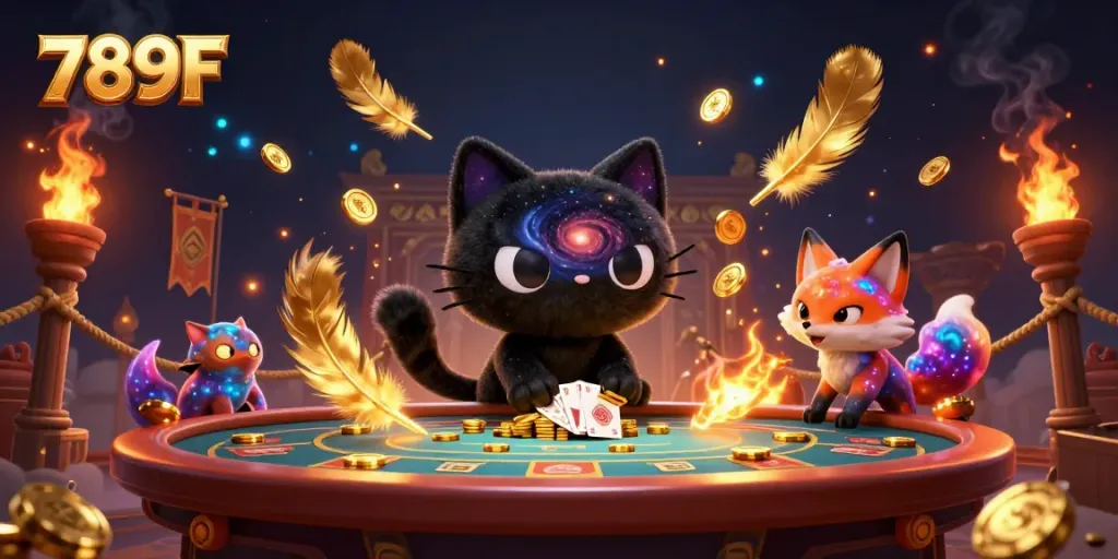 Experience thrilling gameplay action at 789F with our dynamic cosmic casino scene.