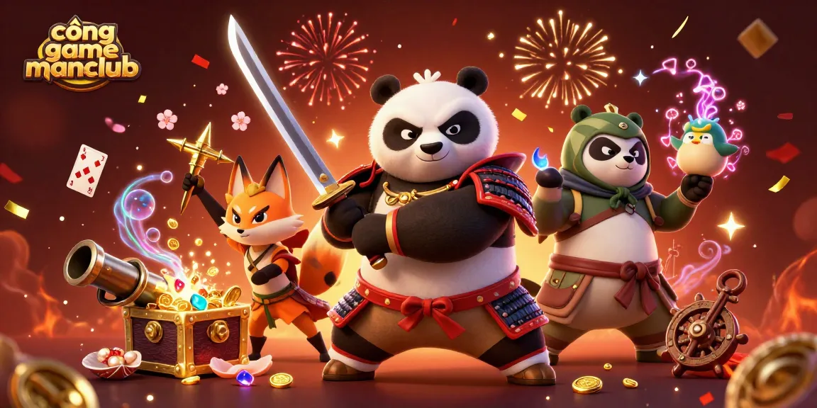Experience the vibrant world of cổng game manclub with action-packed characters and casino elements!