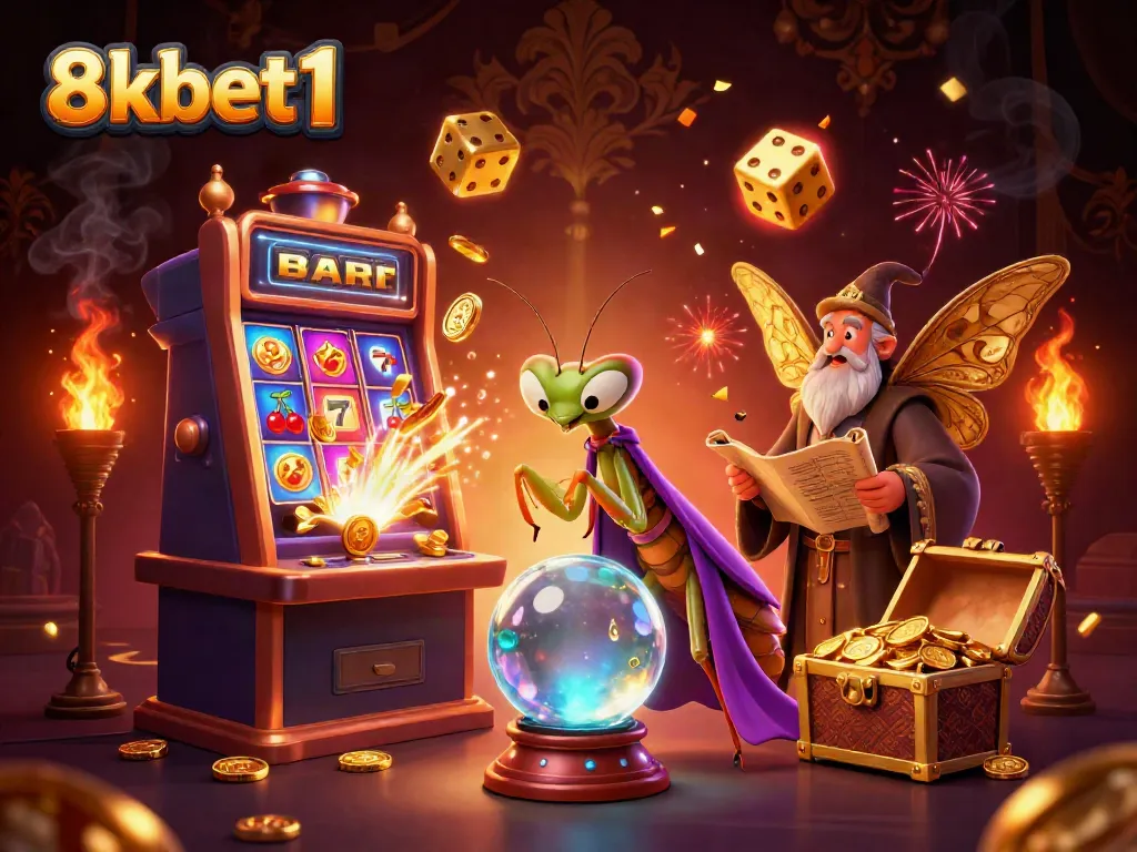 Engage with 8xbet1's thrilling casino scene featuring vibrant characters and dynamic gaming elements.