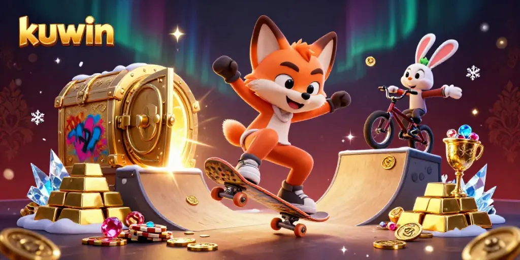 Experience thrilling action with kuwin's lively casino-themed illustration featuring dynamic characters and vibrant visuals.