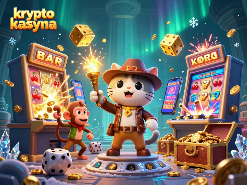 Experience the excitement of krypto kasyna with a thrilling jackpot scene featuring vibrant games and characters.
