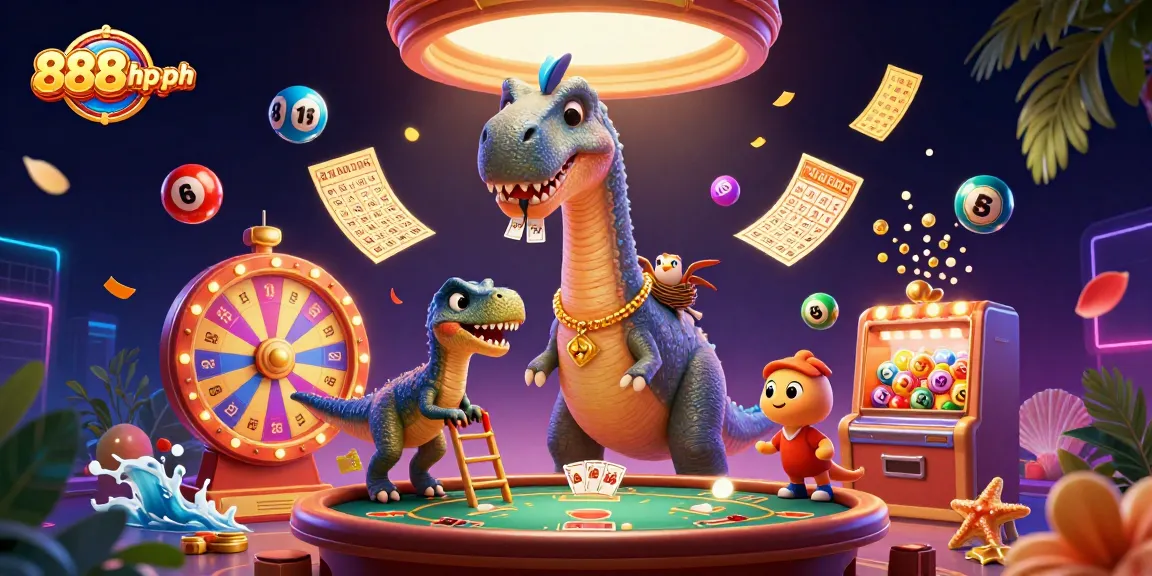 Engage in thrilling gameplay at 888php-ph with vibrant lottery elements in a dynamic casino scene.