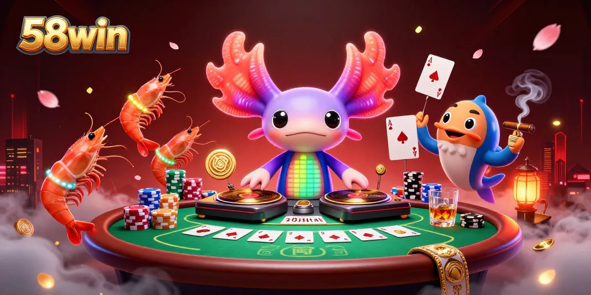 Experience the excitement of 58win casino with an energetic DJ scene featuring poker action and vibrant characters.