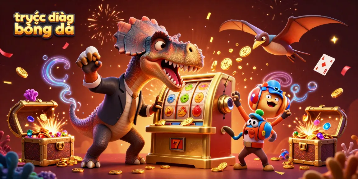 Experience trực tiếp bóng đá with a cartoon pachycephalosaurus winning jackpots in a vivid casino scene.