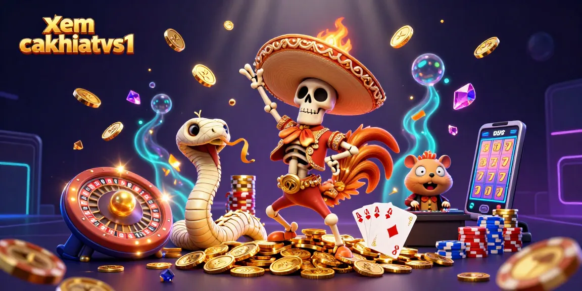 Experience xem cakhiatvs1 with vibrant characters celebrating amidst casino elements, showcasing lively gaming excitement.