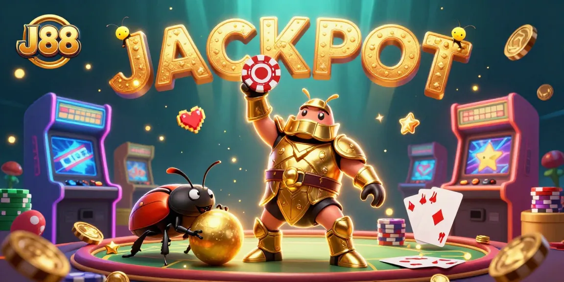 Celebrate victories with J88 casino elements, vibrant scene full of poker action.