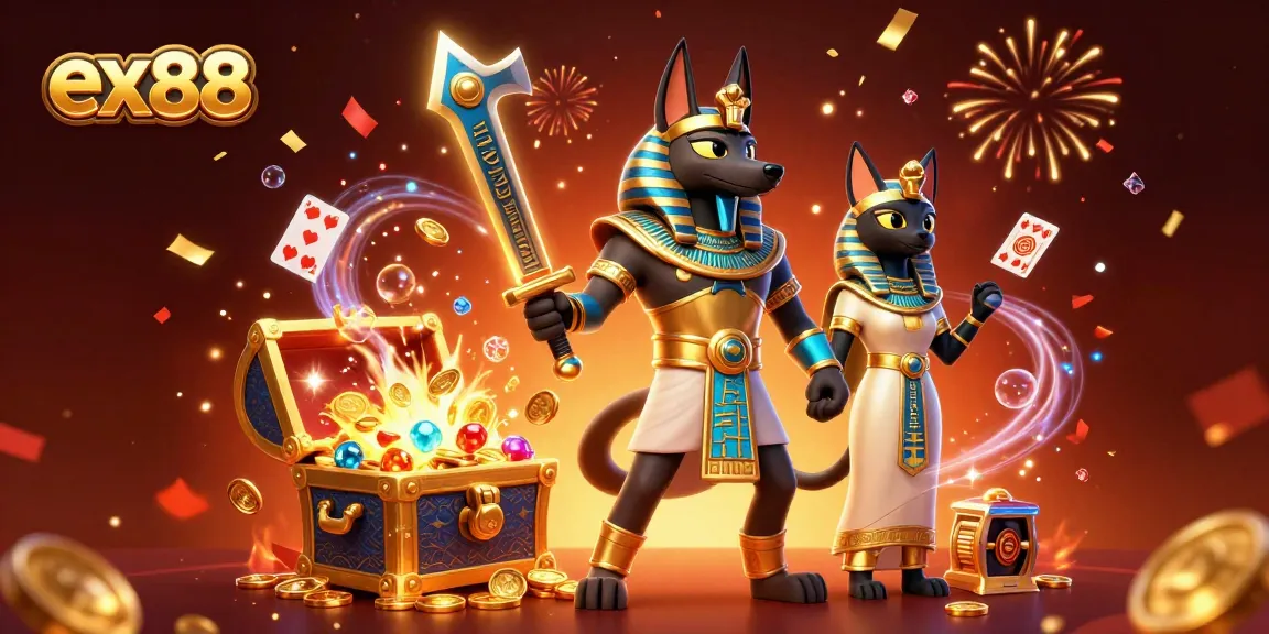 Experience the thrill of gambling with ex88 amidst gold rewards and vibrant casino elements.