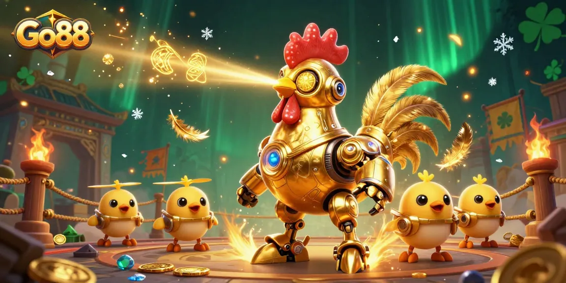 Experience thrilling gameplay at Go88 with a futuristic casino scene featuring vibrant characters and dynamic game elements.