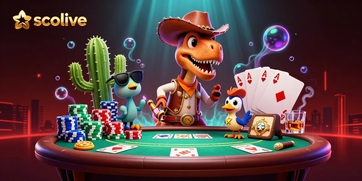 Socolive showcases a vibrant sports betting scene with a T-Rex dinosaur and poker elements, elevating the gaming experience.