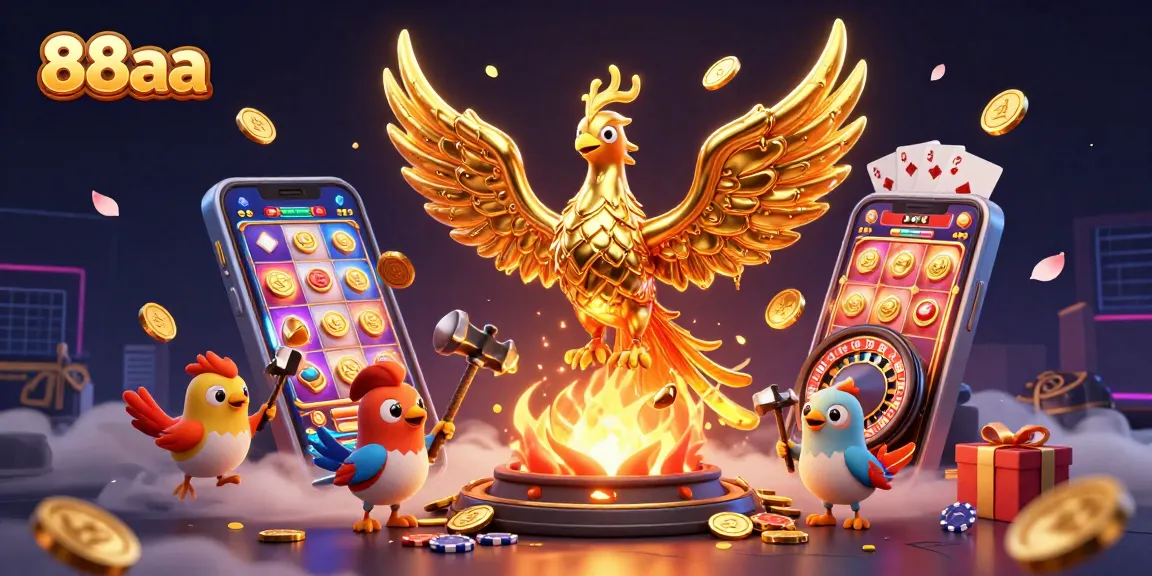 Experience thrilling wins with the 88aa phoenix rising from a vibrant casino scene full of action.