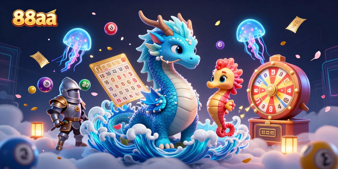 Engage with thrilling lottery excitement at 88aa with a dynamic 3D casino illustration.