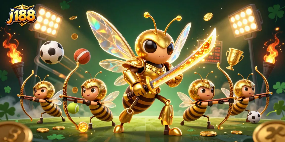 Bet on j188 with thrilling sports action featuring a samurai hornet and golden elements.